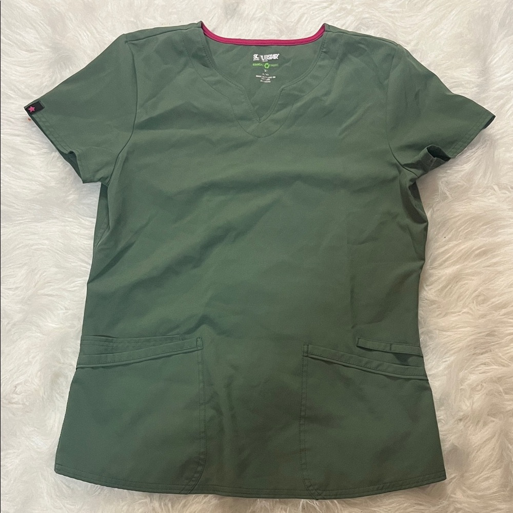 Scrubstar Olive Short Sleeve V-Neck Top